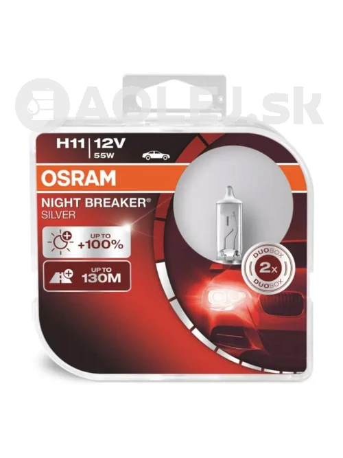 Halogénové žiarovky Osram H11 12V 55W PGJ19-2 NIGHT BREAKER SILVER+100% 2ks