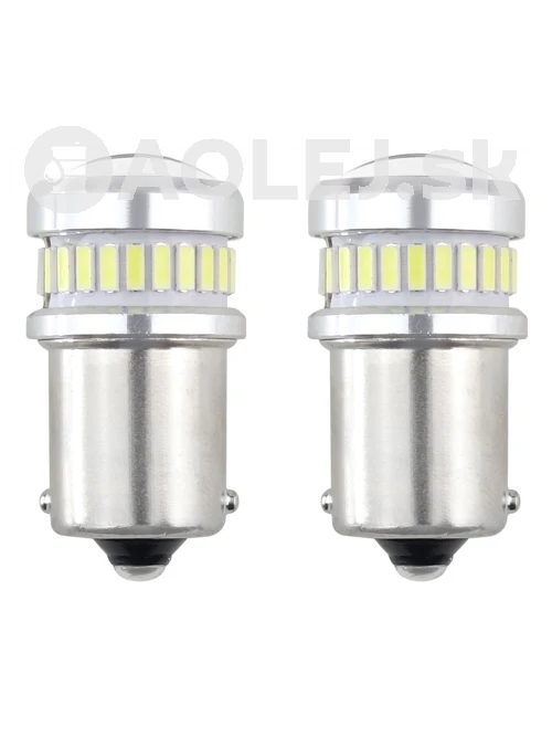 LED žiarovky CANBUS 3014 24SMD + 3030 6SMD 1156 BA15S P21W R10W R5W White 12V/24V