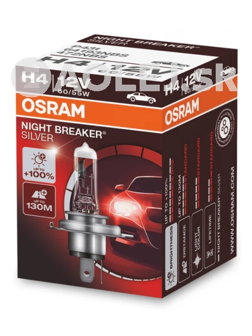 Osram H4 12V 60/55W P43T Night Breaker Silver 