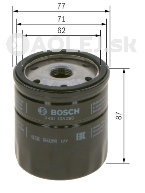 Olejový filter P3298 Bosch 0451103298
