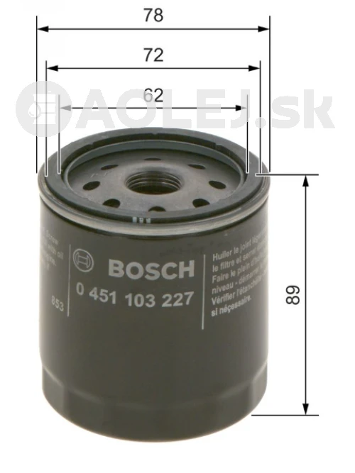 Olejový filter P3227 Bosch 0451103227