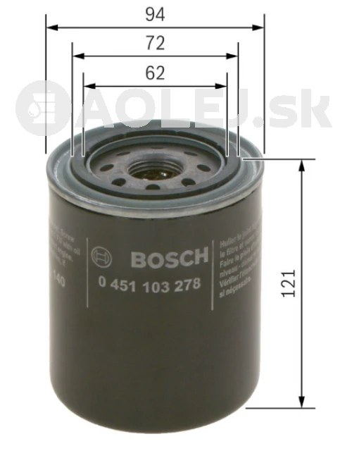 Olejový filter P3278 Bosch 0451103278