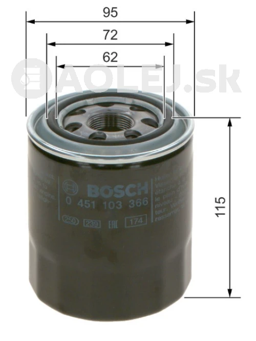 Olejový filter P3366 Bosch 0451103366