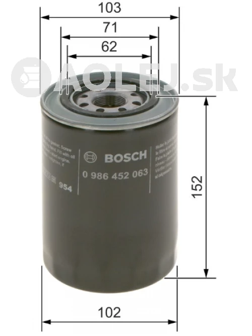 Olejový filter P2063 Bosch 0986452063