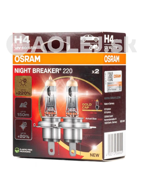 Halogénové žiarovky Osram H4 12V 60/55W P43t NIGHT BREAKER 200 /2 ks