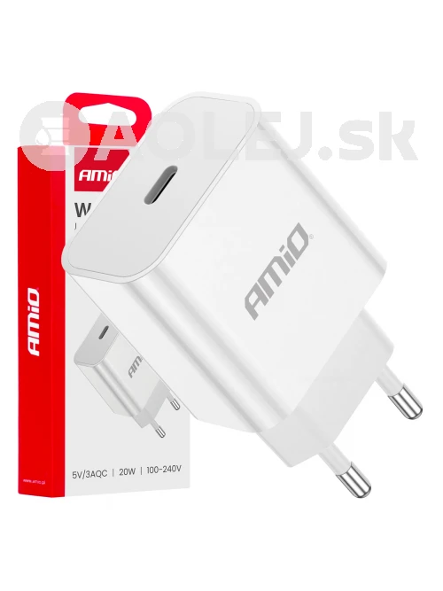 Sieťová nabíjačka USB-C 20W Quick Charge 230V AMiO-03891