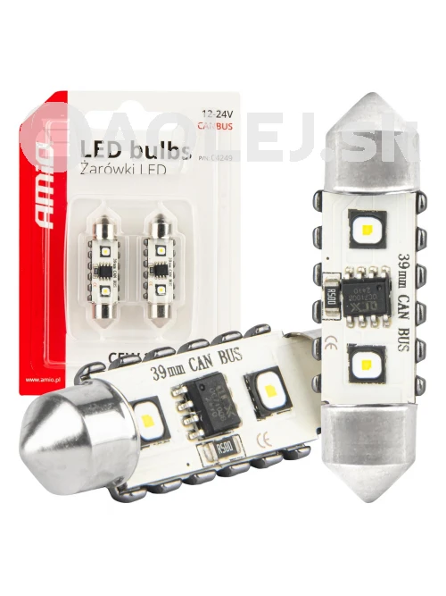 LED žiarovky CANBUS 12SMD Festoon C5W 3838 39mm White 12/24V AMIO-04249