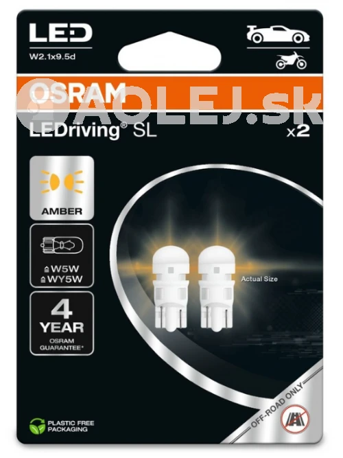 Osram W5W 12V 1W W2,1x9,5d LEDriving SL (jantárová) - blister 2ks