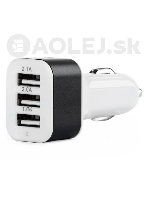 Autonabíjačka mobilného telefónu s 3xUSB biela PCH-03